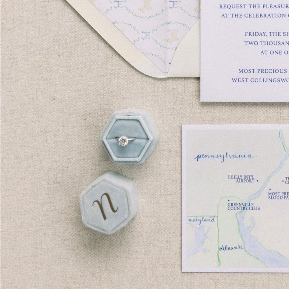 Pale blue ring box